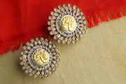 925 Silver Gold Plated Peacock Earrings with Checker Stones - Neeta Boochra Jewellery
