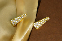 925 Silver Gold Plated White Kundan Trapezium Studs view 3