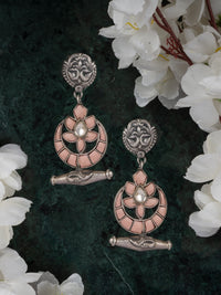 925 Sterling Silver Dholki Earrings with our Signature Kundan Chaand Motif view 3