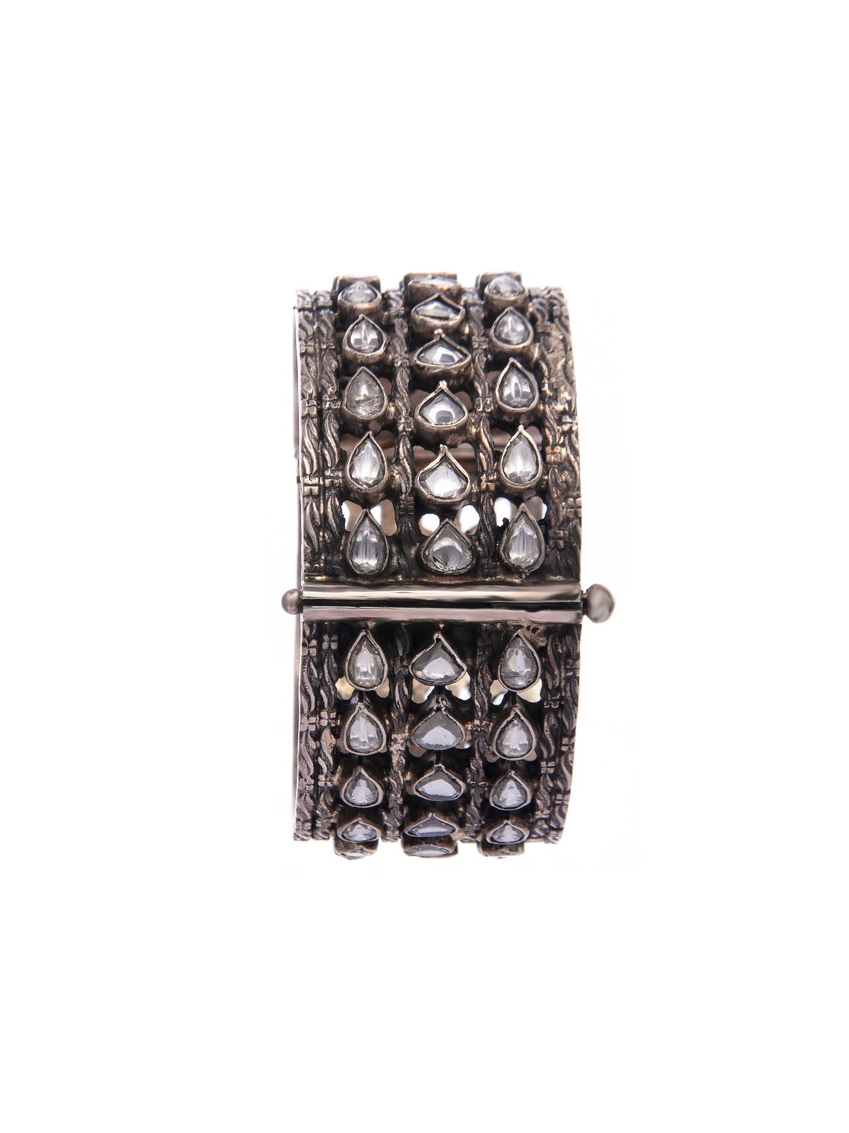 Silver Kundan Statement Bangle view 5