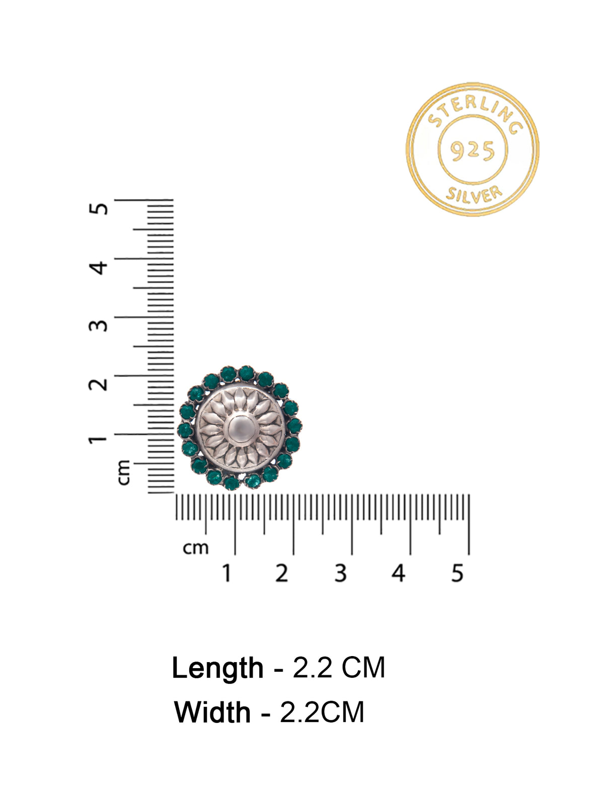 Silver Green Onyx Sunflower Studs view 5