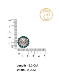 Silver Green Onyx Sunflower Studs view 5