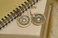 925 Silver Two Tone Mesh Dangler Earrings view 1