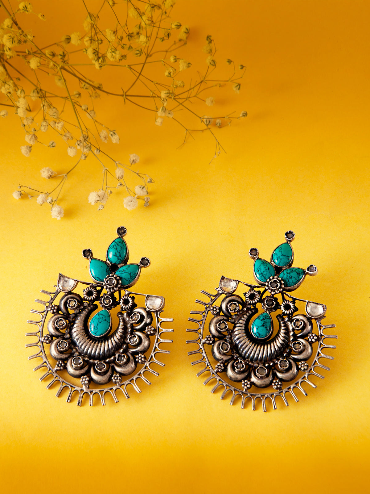 Silver Earrings with Turquoise view 1