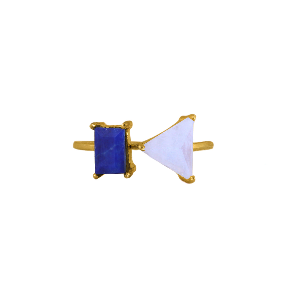 925 Silver Gold Plated Triangle Ring view 2