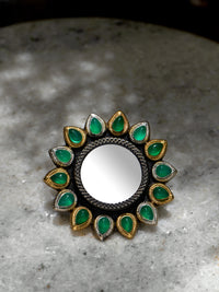 Green Onyx Adjustable Ring with Glass view 1