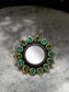 Green Onyx Adjustable Ring with Glass