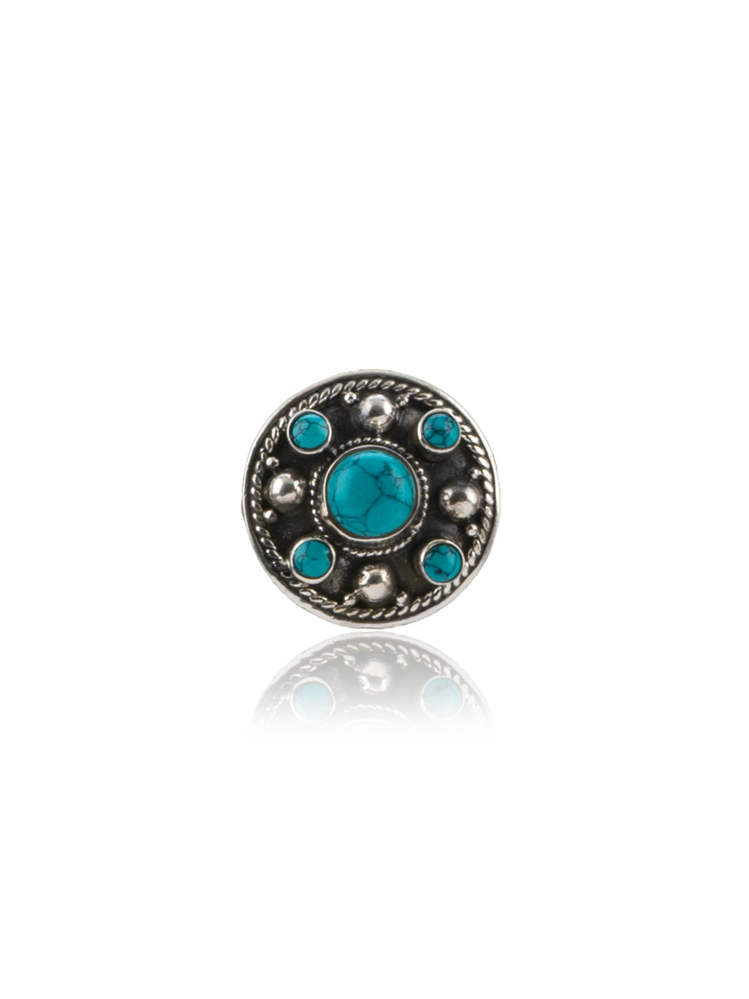 Turquoise Rawa work Adjustable Ring