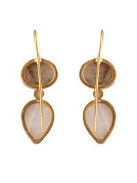 925 Sterling Silver Gold Plated Fish Hook Earrings with Labradorite and Rainbow Moonstone view 6