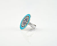 Circular Aqua Blue Meenakari Ring view 2