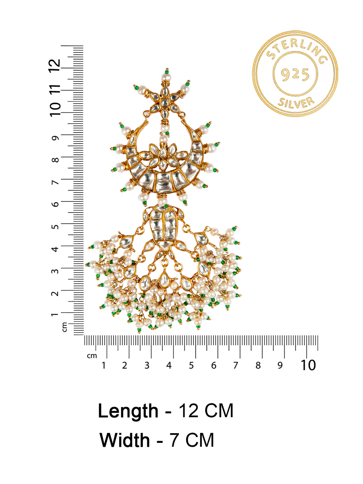 Svarnim Festive Statement Earrings with Pearl and Kundan view 5