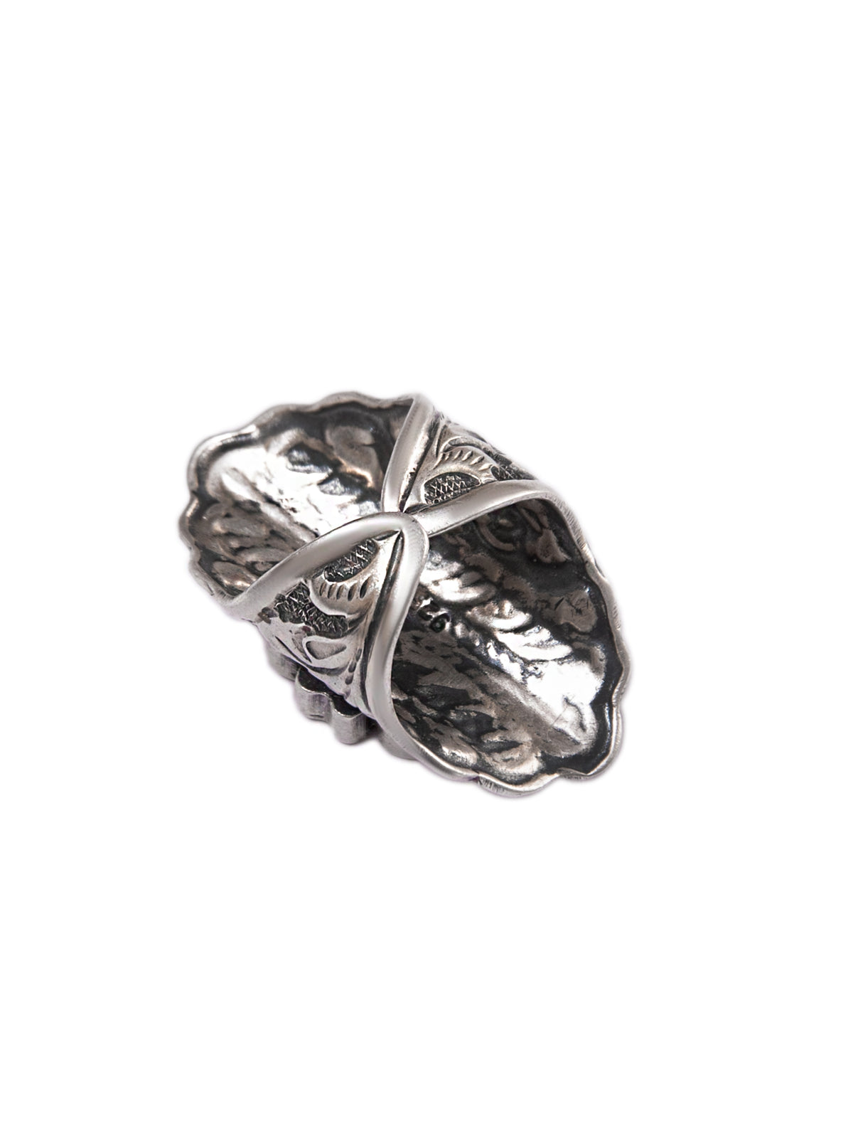 Silver Kundan Fusion Chitai Adjustable Ring view 5