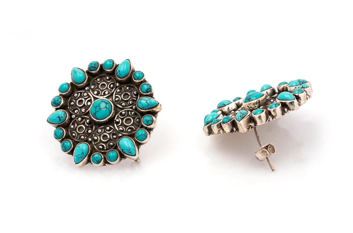 925 Sterling Silver Turquoise Studs view 2