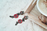Red Meenakari Earring With Ghungroos view 4
