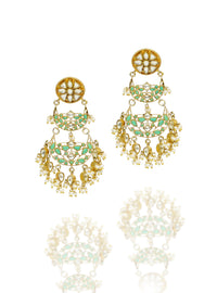 925 Silver Gold Plated Green Signature Chandbalis view 3