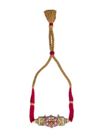 925 Sterling Silver Two Tone 22K Gold Plated Statement Necklace With Multicolor Kundan view 6