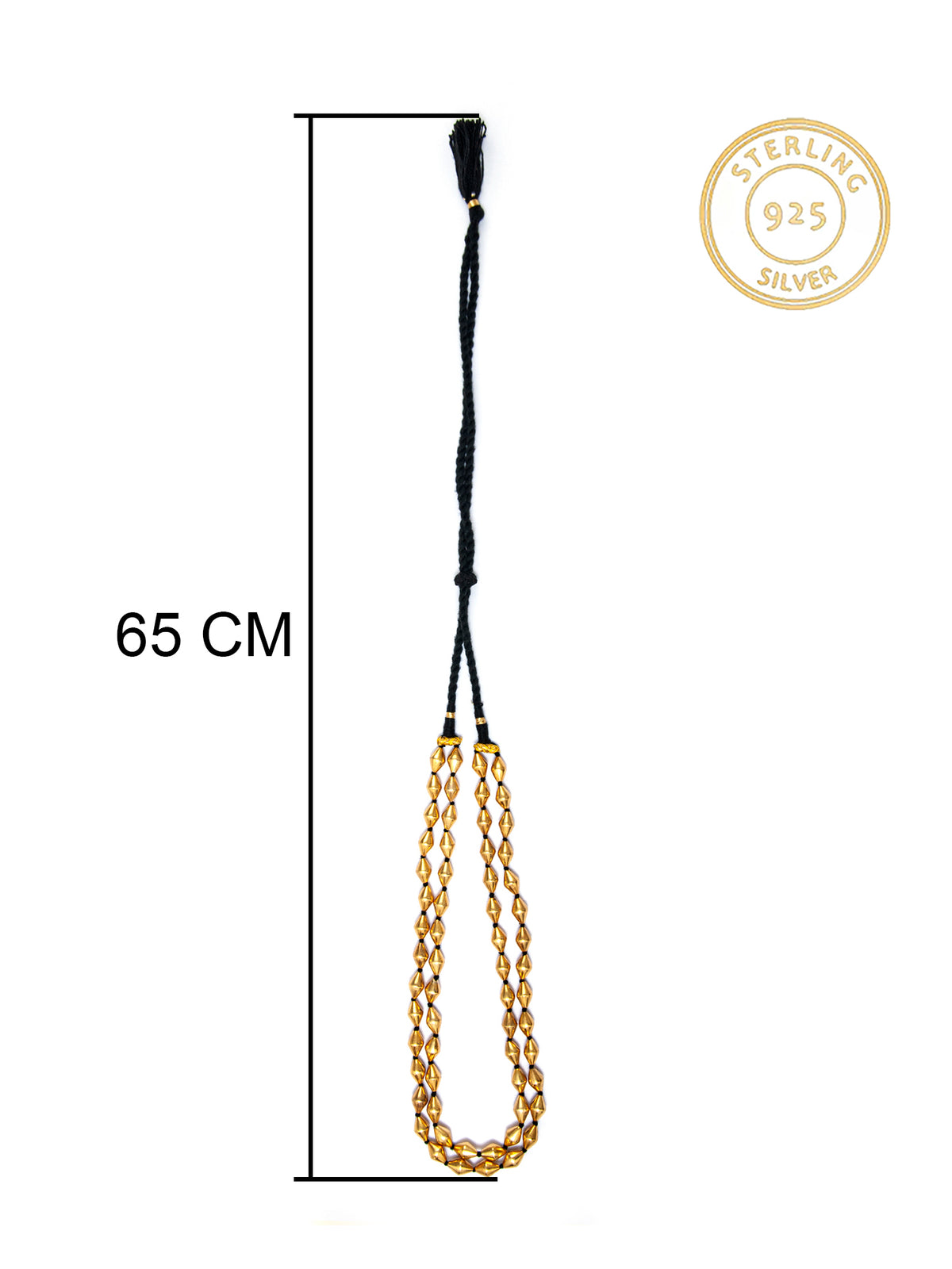 925 Sterling Silver Gold Double Layered Dholki Necklace (Size – Big) view 4
