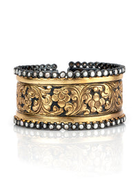 925 Sterling Silver Statement Black Gold Kada with Embossing view 3