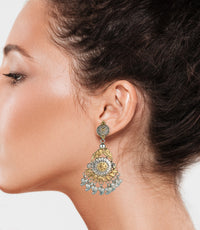 925 Sterling Silver Two Tone Paisley Motif Earrings view 4