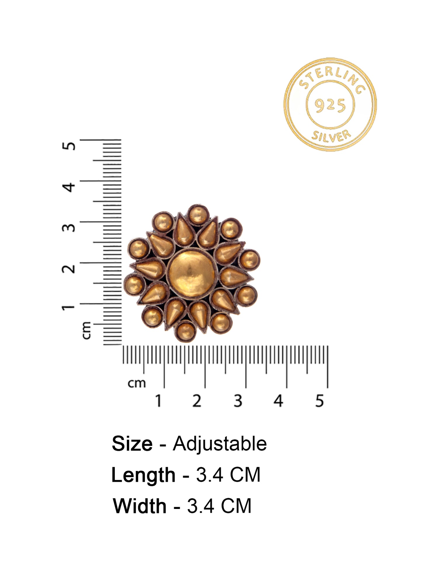 Svarnam Floral Gold Adjustable Ring
