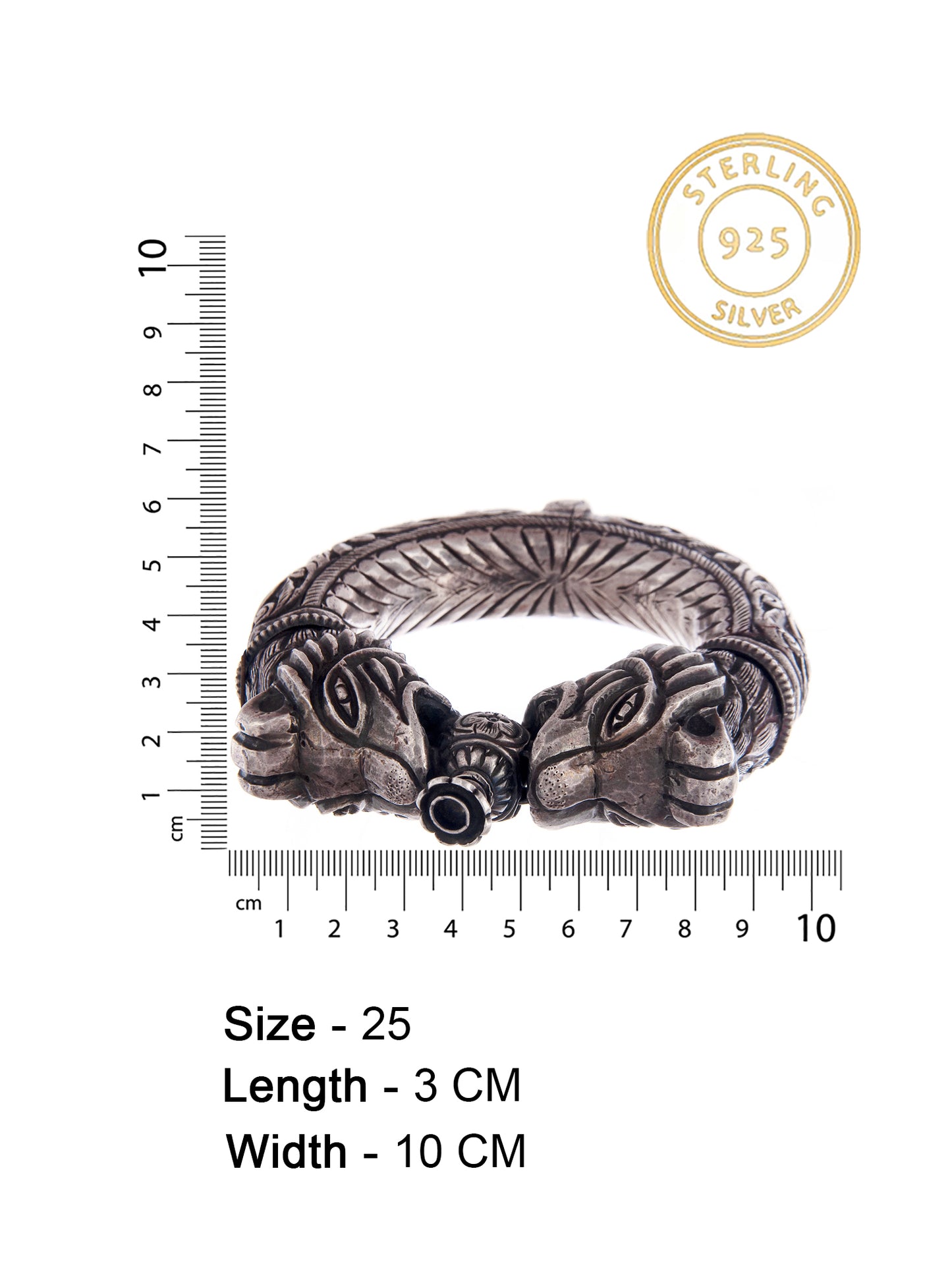 Silver Statement Lion Openable Bangle