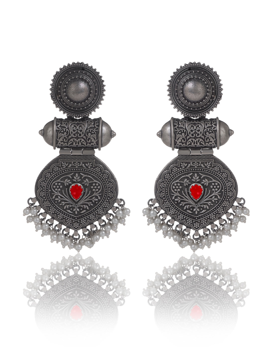 Antique Tribal Dumroo Earrings with Freshwater Pearl view 1