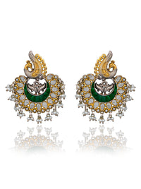 925 Sterling Silver Two Tone Twin Peacock Earrings view 1