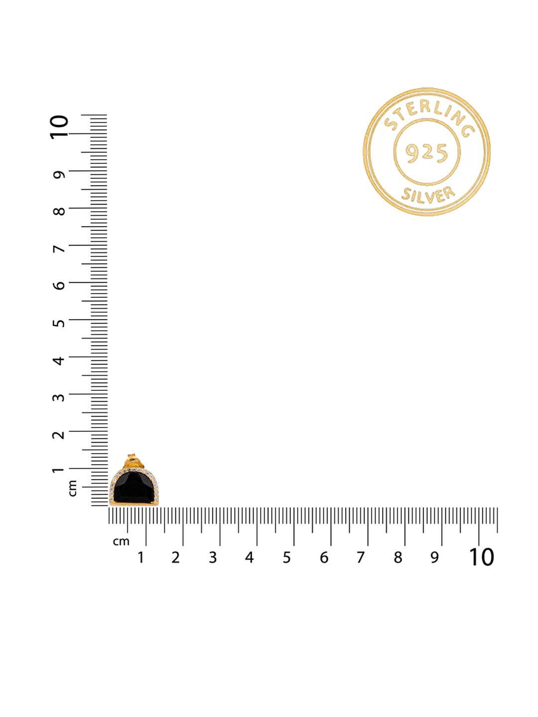Gold Plated Black Onyx Studs with CZ view 3