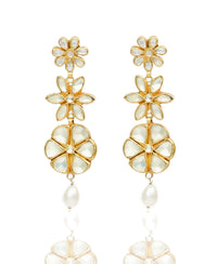 925 Silver Gold Plated Floral Earrings view 2