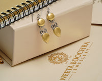 925 Silver Two Tone Earrings with Pearls and Kundan view 1
