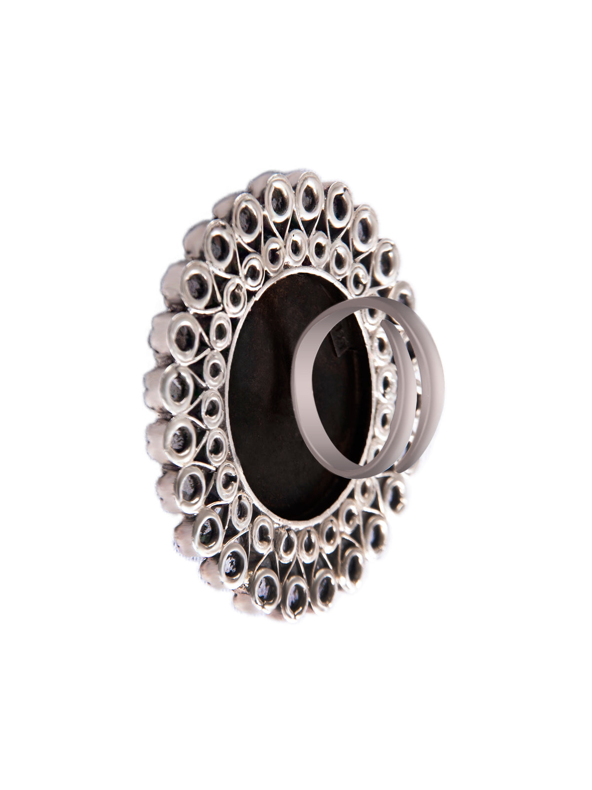 Silver Turquoise and Kundan Adjustable Ring view 5