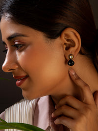 Aurora Black Heart Studs view 1