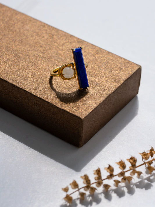 Blue Lapis and Pearl Lightweight Ring