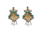 925 Silver Two Tone Earrings with Checker and Turquoise - Neeta Boochra Jewellery