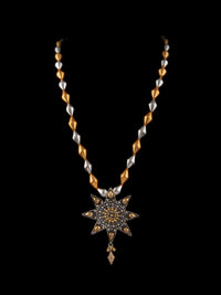 925 Sterling Silver Two Tone 22K Gold Plated Dholki Necklace With Star Design view 5