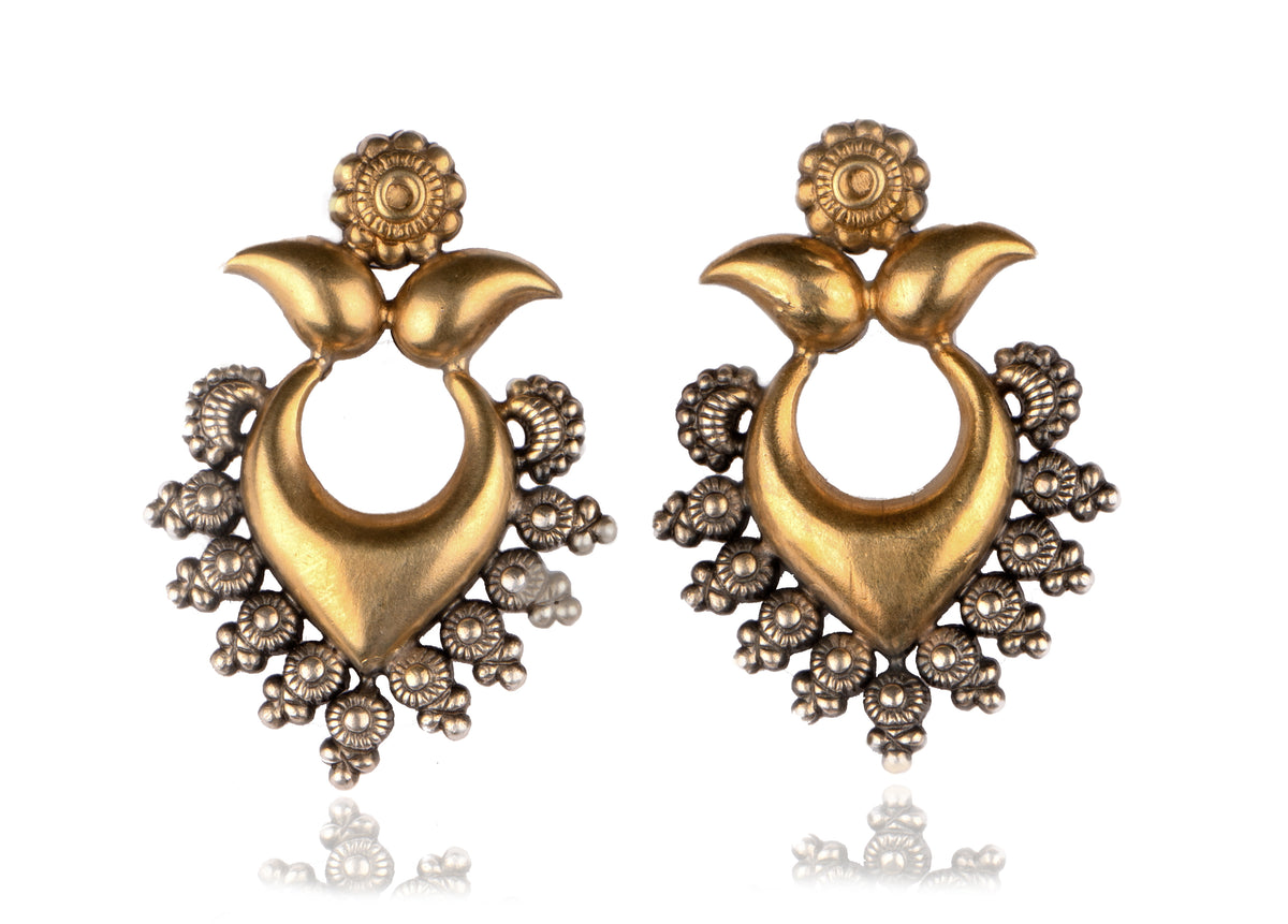 925 Sterling Silver Two Tone Earrings view 1