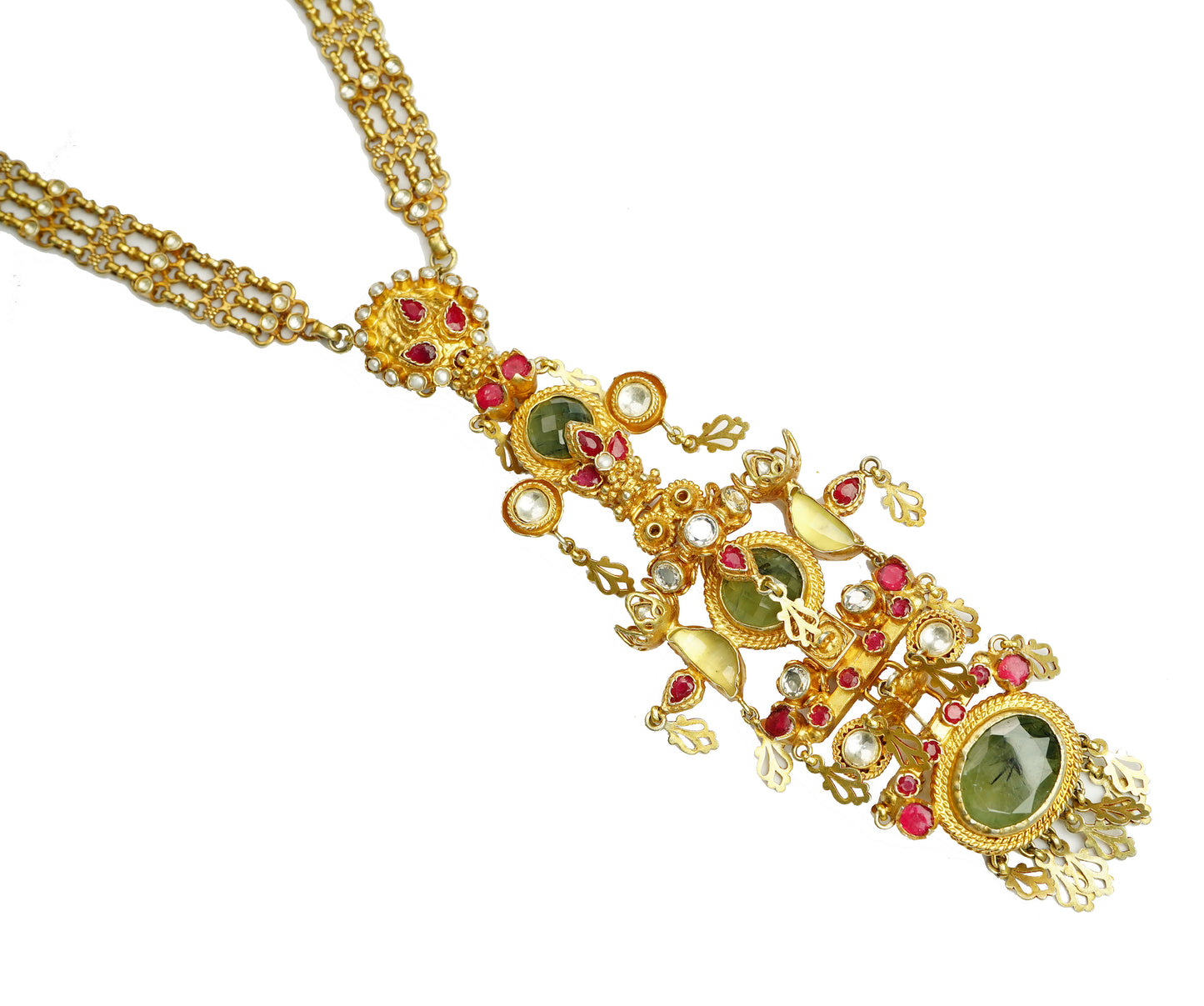 925 Silver Gold Plated Multicolor Kundan Necklace - Neeta Boochra Jewellery