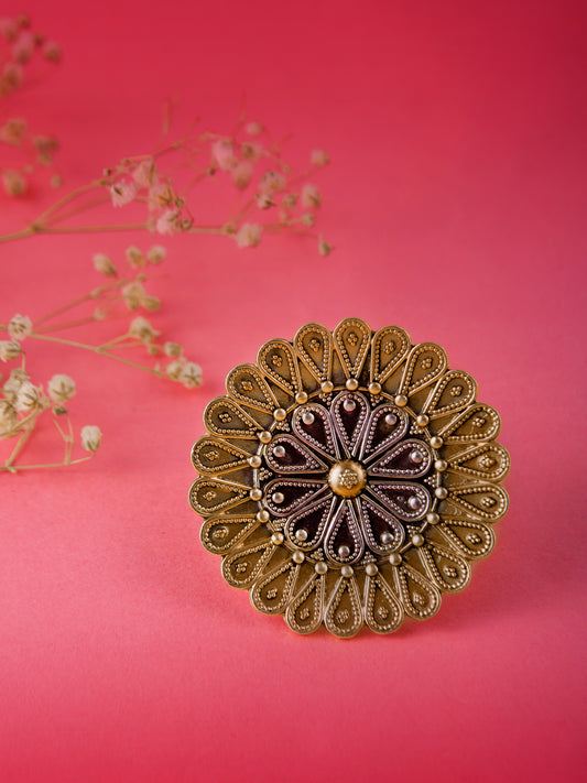 Svarnam Flower Adjustable Ring