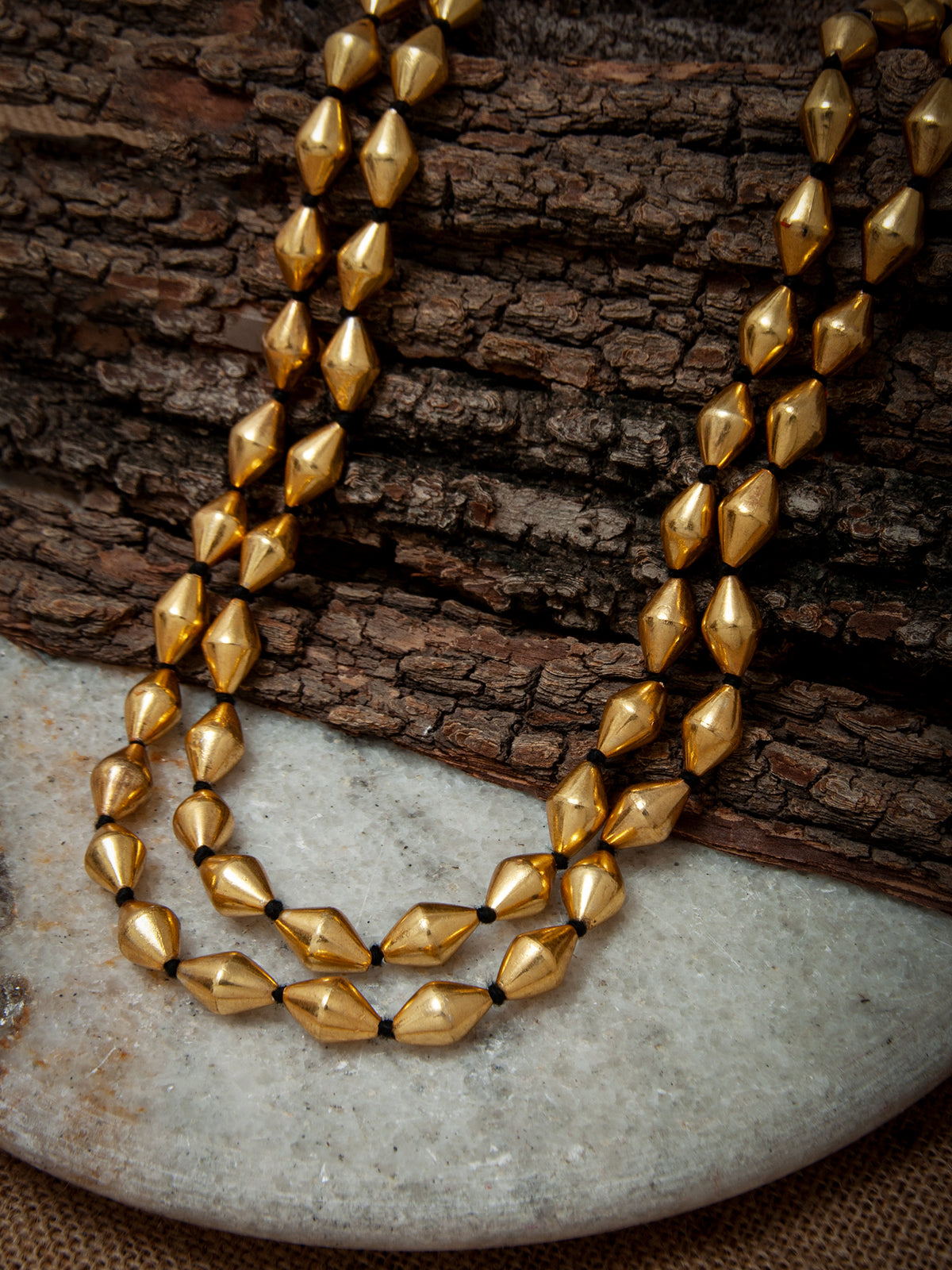 925 Sterling Silver Gold Double Layered Dholki Necklace (Size – Big) view 2