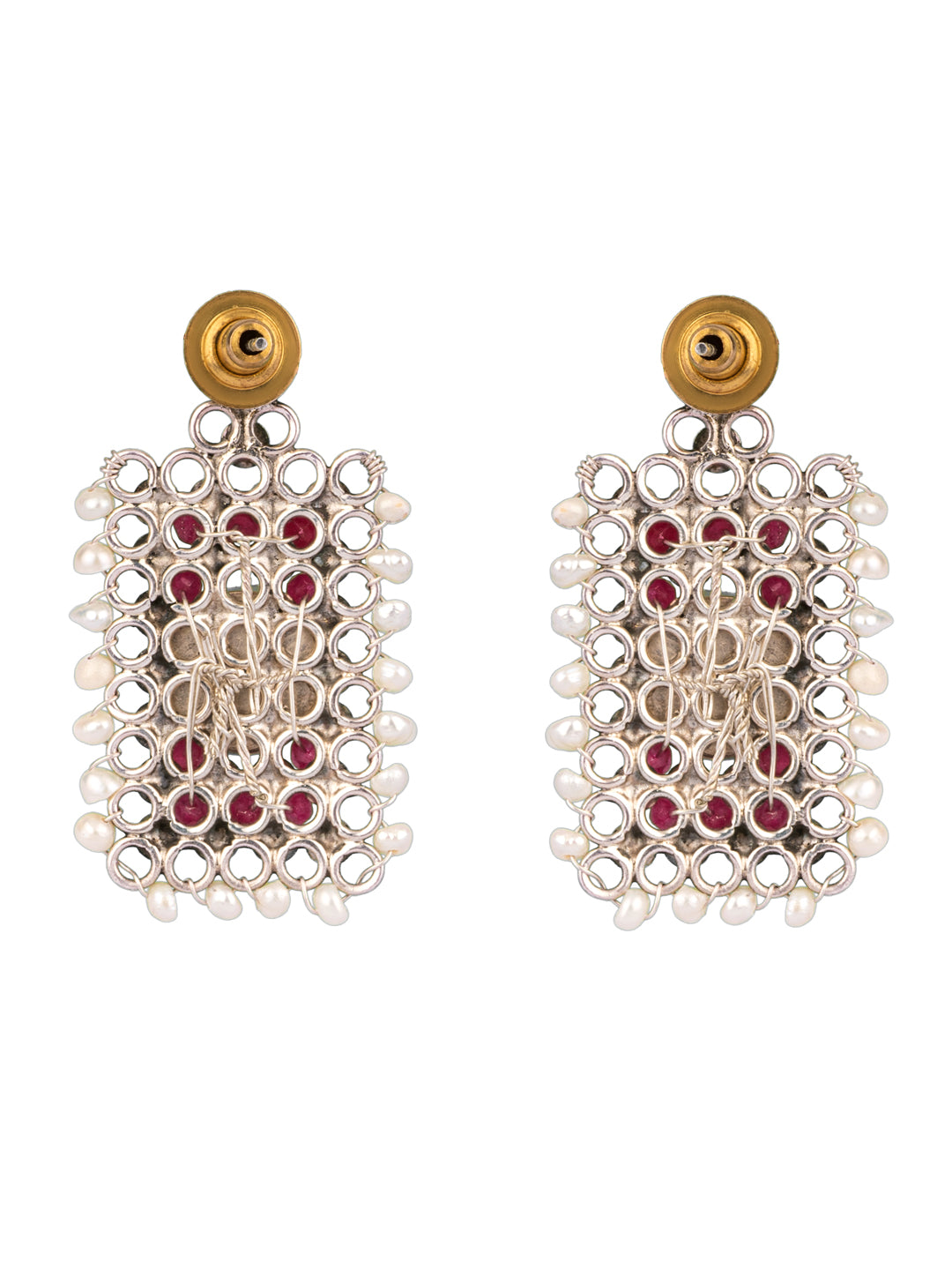 925 Sterling Silver Ruby and Pearl Studs view 5