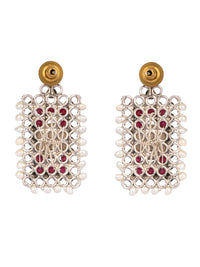 925 Sterling Silver Ruby and Pearl Studs view 5