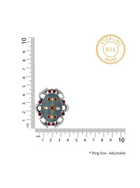 Multicolored Adjustable Ring with Intricate Kundan Work on Natural Gemstone view 3