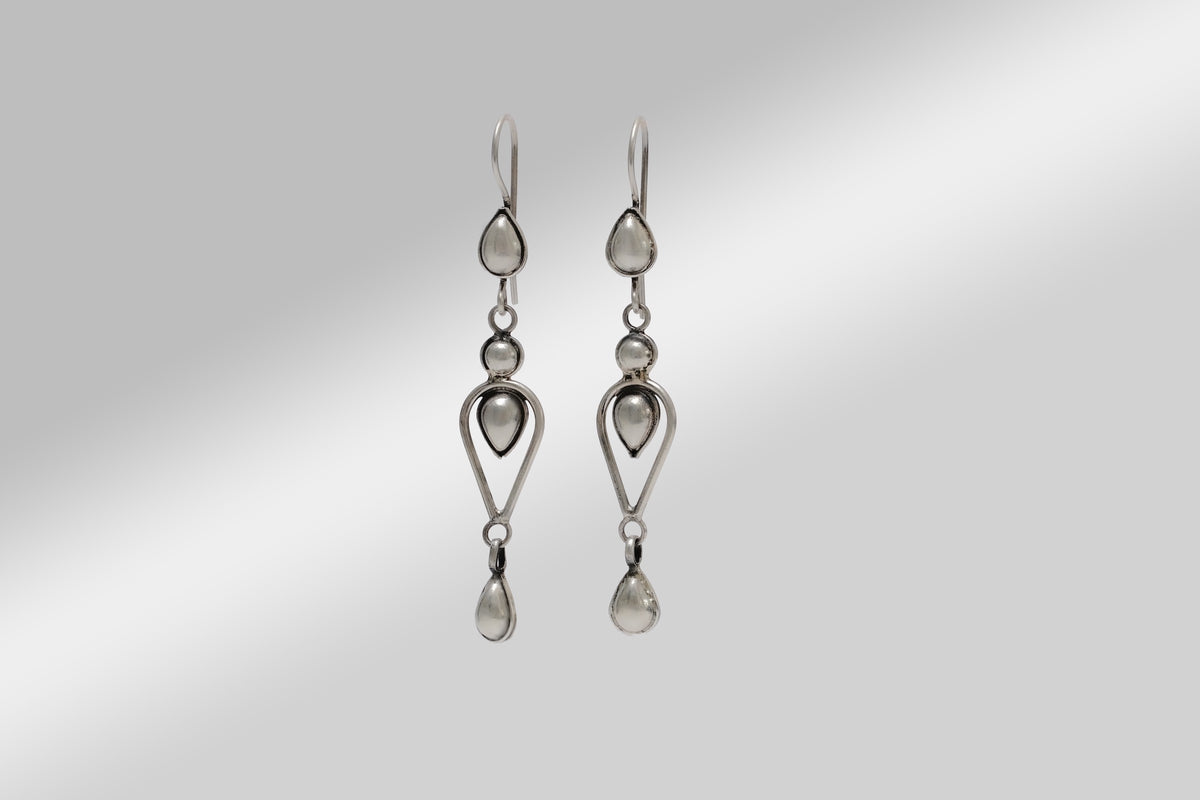 925 Silver Petal Dangler Earrings view 3