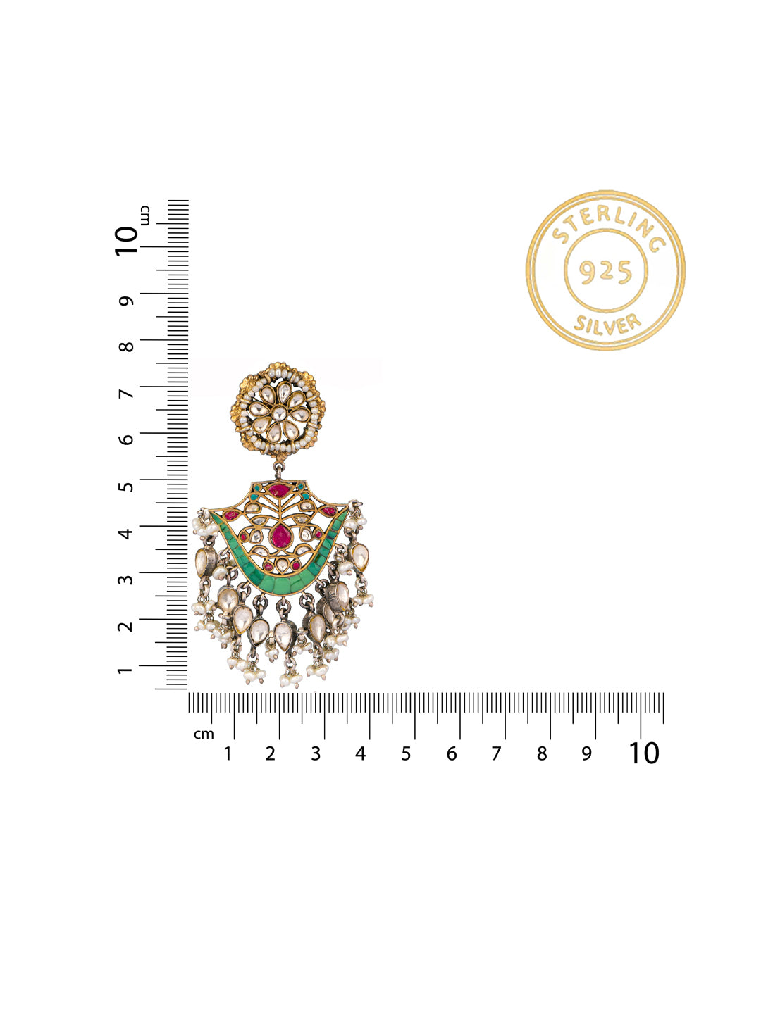 925 Sterling Silver Signature Kundan Chaandbali view 4