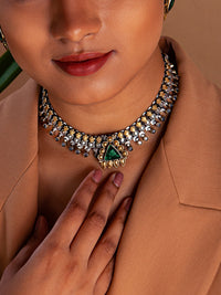 Svarnam Green Onyx Short Necklace view 6