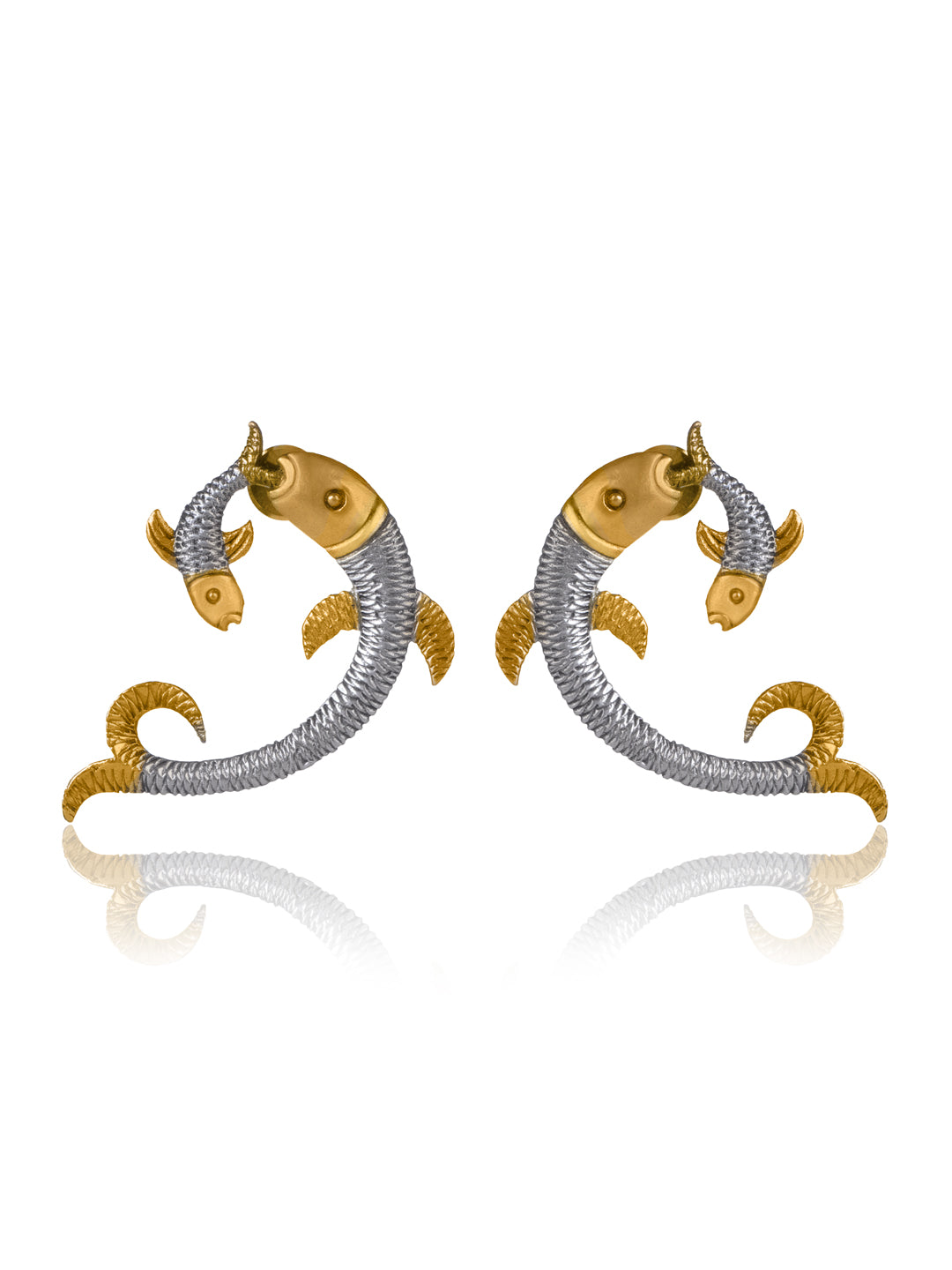 Two Toned Twin Fish Earrings view 1