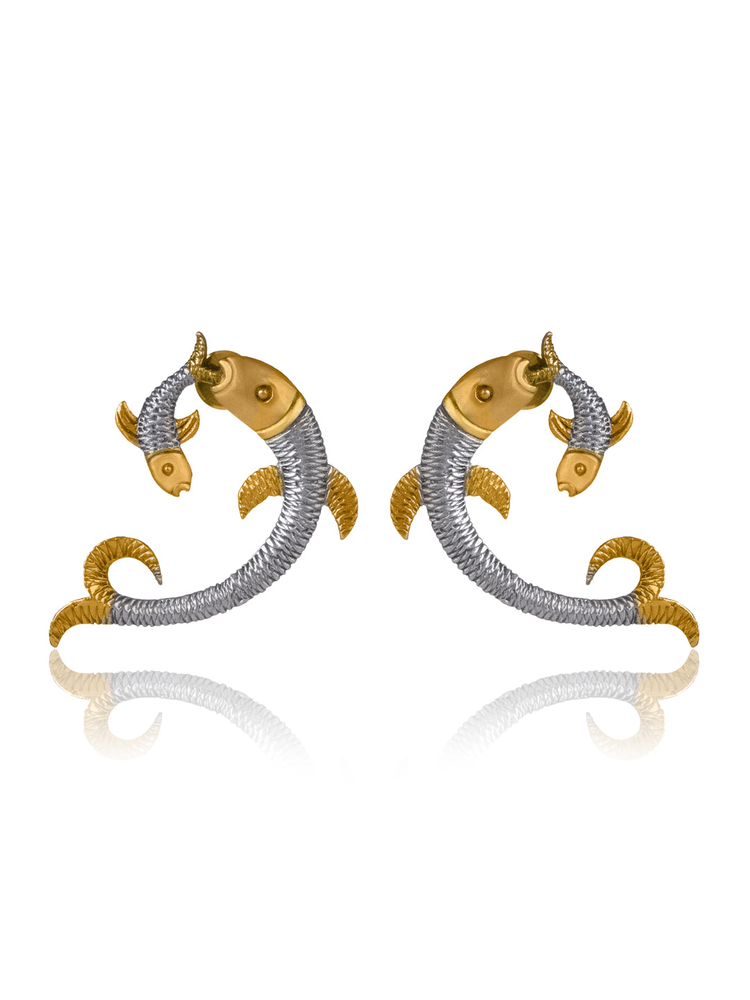 Two Toned Twin Fish Earrings