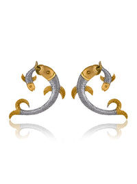Two Toned Twin Fish Earrings view 1
