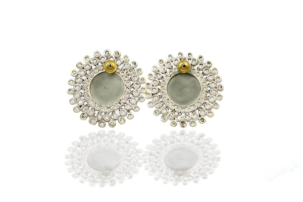 925 Silver Gold Plated Peacock Earrings with Checker Stones alternate