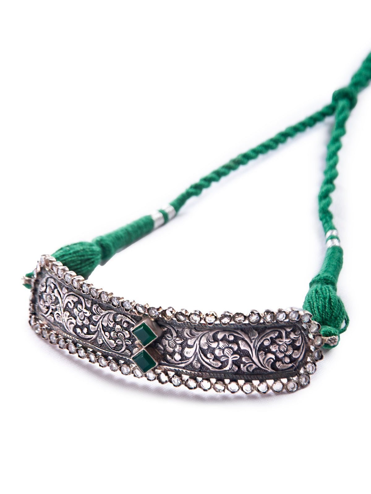 Silver Green Onyx Choker view 3